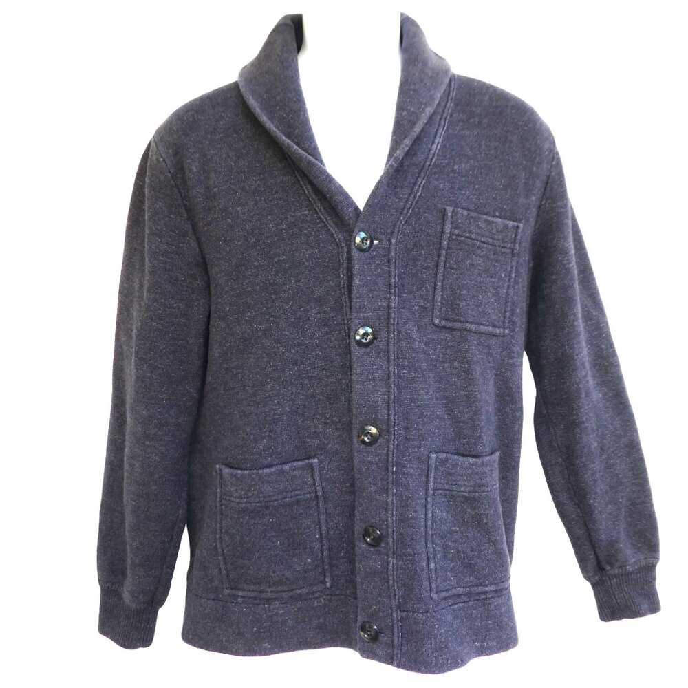 J Crew WooL CoTToN Cardigan Button Front Shawl Collar 3 Pockets Blackish Gray S